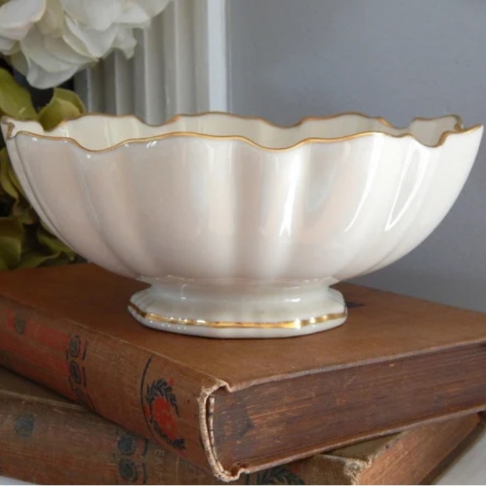 Vintage Lenox Symphony White With Gold Gilt Trim Ruffles Bowl Dish - Picture 2 of 8